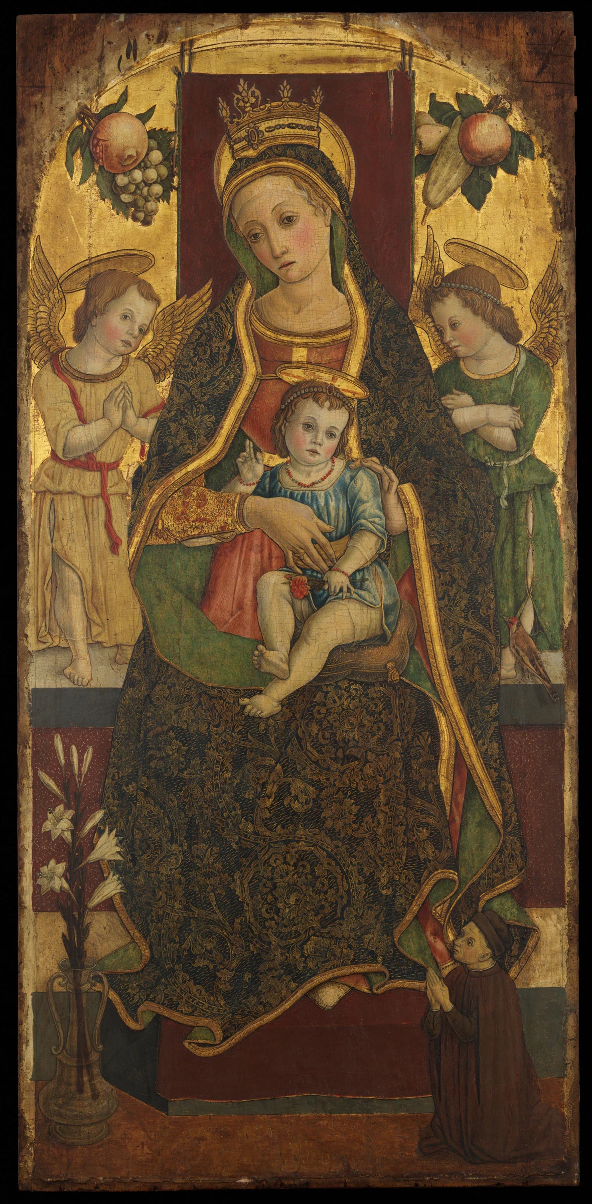 Vierge à l'Enfant trônant avec deux anges et un donateur - Vittore Crivelli