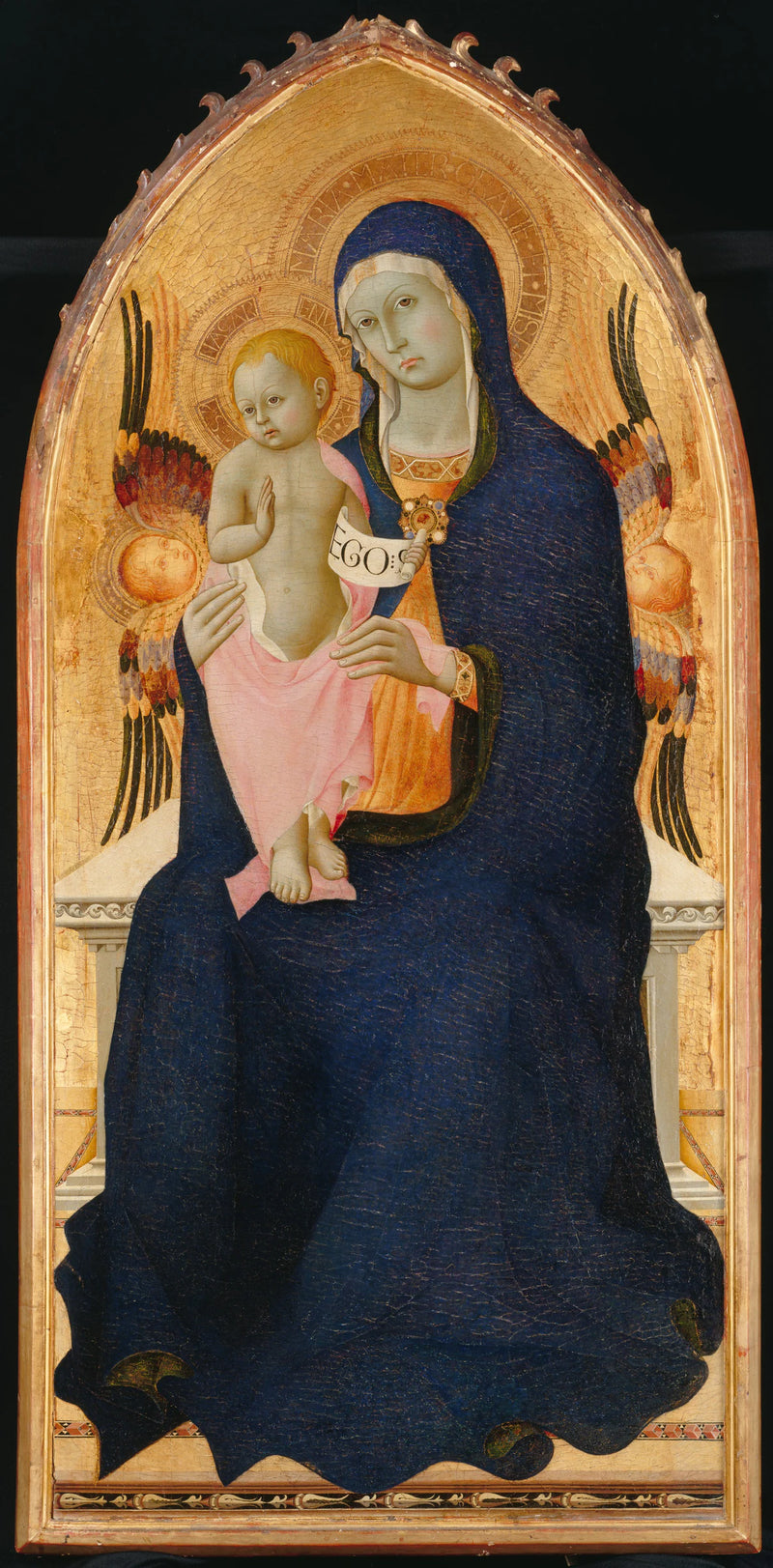 Vierge à l'Enfant trônant avec deux chérubins - Osservanza Master