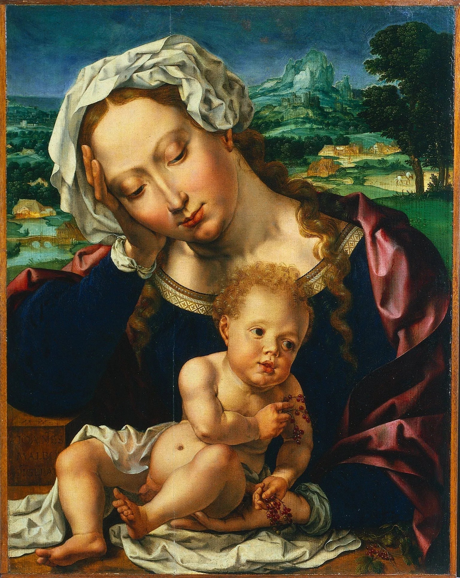 Vierge et Enfant dans un paysage - Jan Gossaert image 1 copie peinte à la main à l’huile