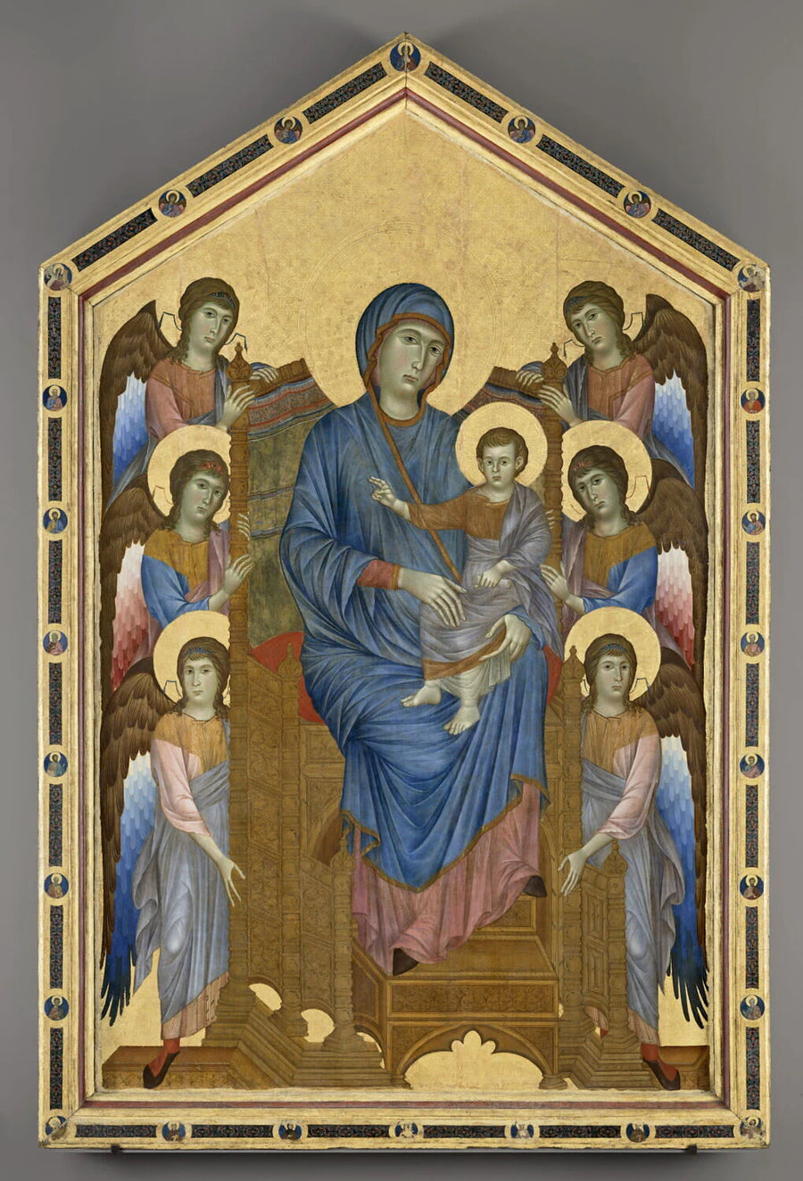 La Vierge et l'Enfant en majesté entourés de six anges (Maestà) - Cimabue (Cenni di Pepe, dit)