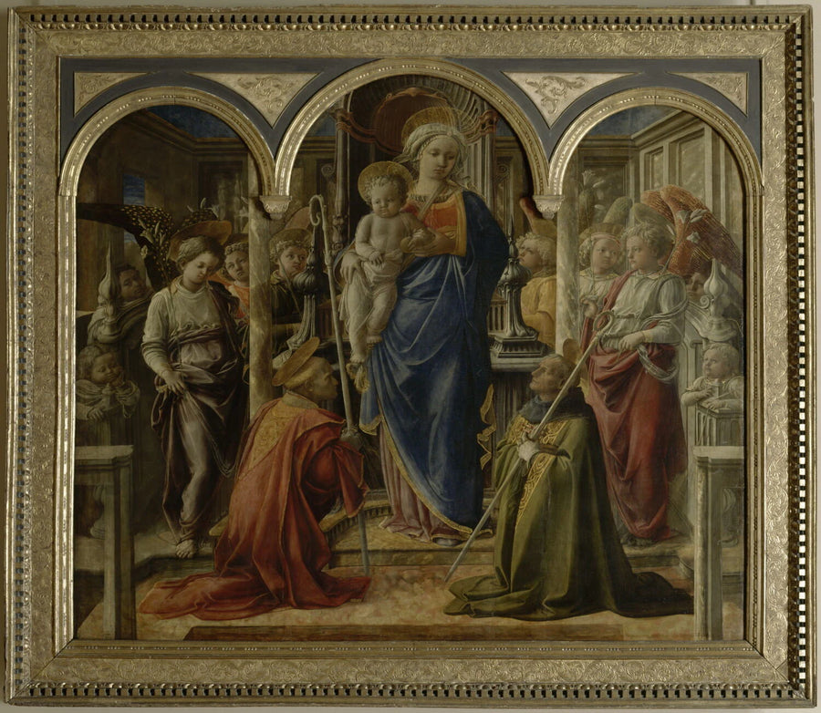 La Vierge et l'Enfant entourés d'anges, de saint Frediano et de saint Augustin, dit Pala Barbadori - Lippi, Fra Filippo (Filippo di Tommaso, dit)
