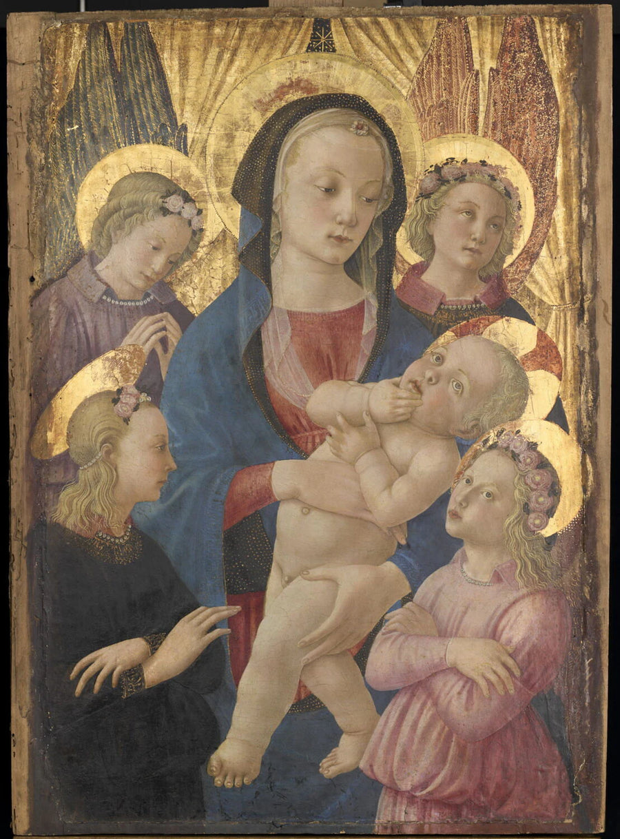 La Vierge et l'Enfant entourés de quatre anges - Maître de la Nativité de Castello