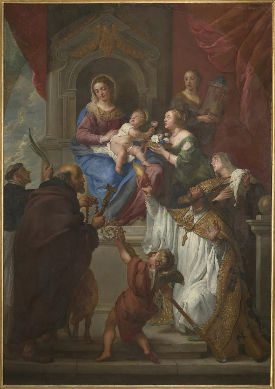 La Vierge et l'Enfant Jésus avec les saints Dominique, Antoine, Augustin et les saintes Monique, Dorothée et Barbe - Gaspard de Crayer