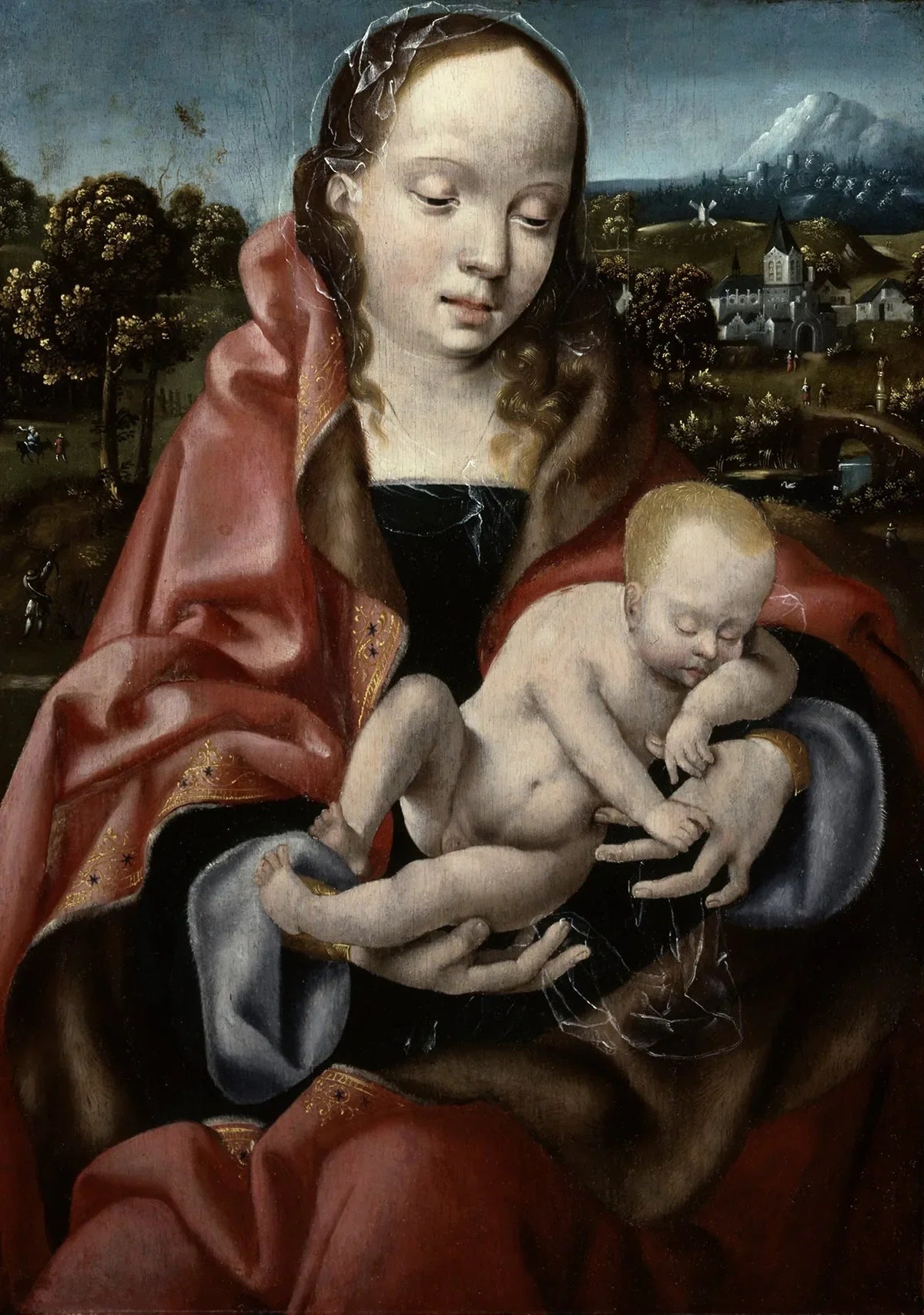Vierge et Enfant Jésus endormi - Joos van Cleve image 1 reproduction réalisée par Alpha Reproduction