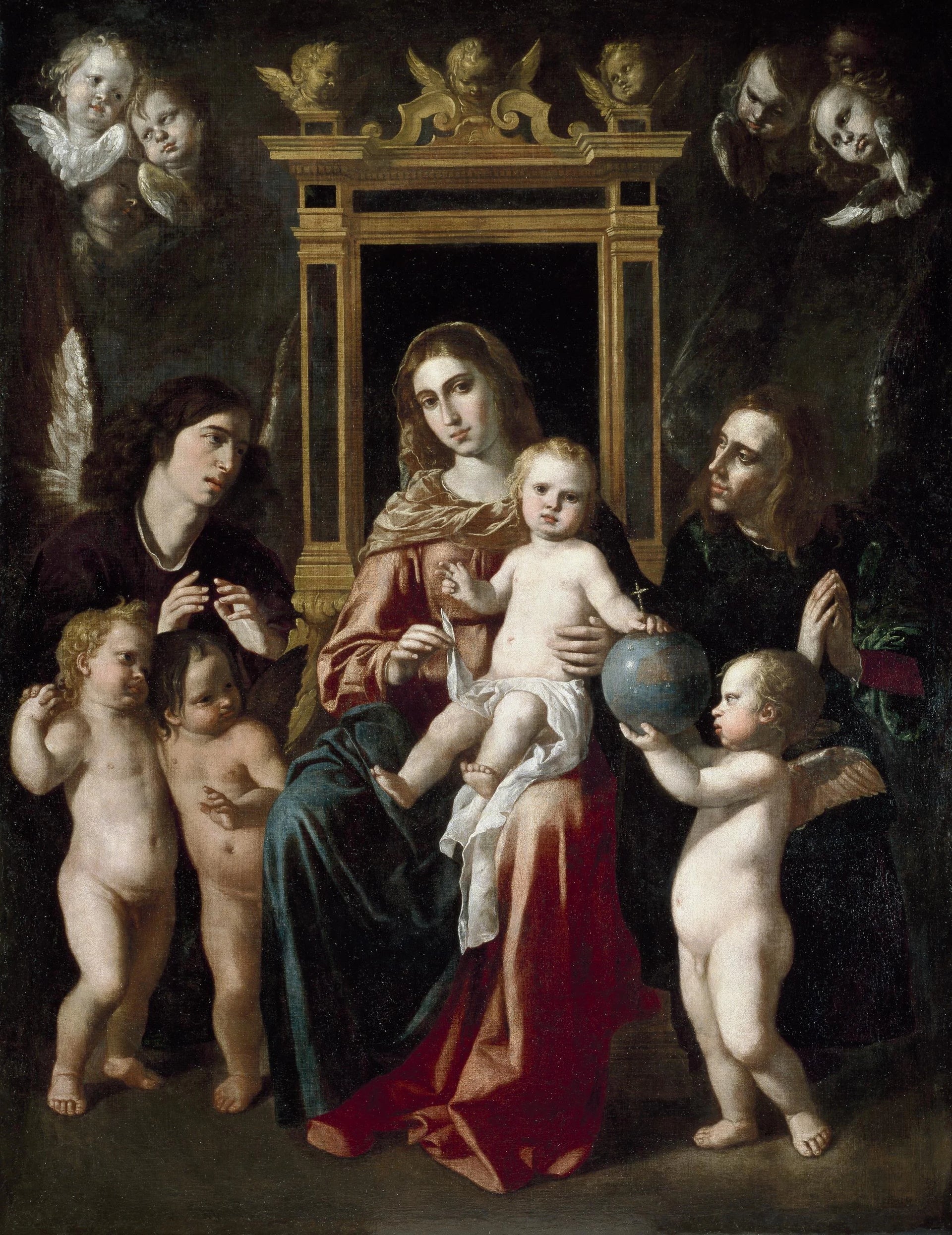 La Vierge et l'Enfant sur un trône d'anges - Jerónimo Jacinto Espinosa
