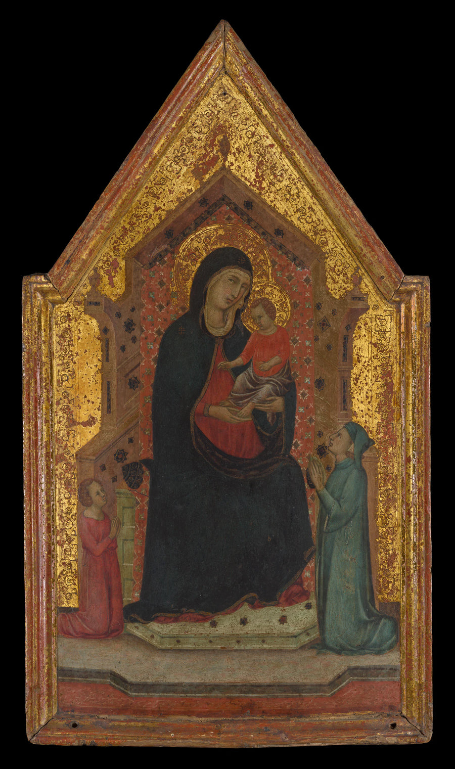 La Vierge et l'Enfant sur un trône avec deux donateurs - Goodhart Ducciesque Master