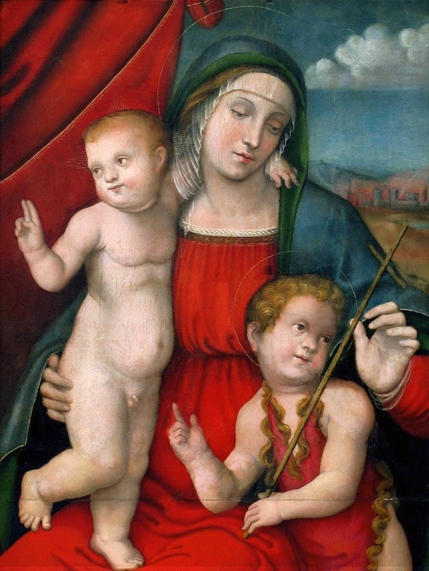 Vierge et l'Enfant avec saint Jean-Baptiste. - Francesco Francia image 1 copie peinte à la main à l’huile