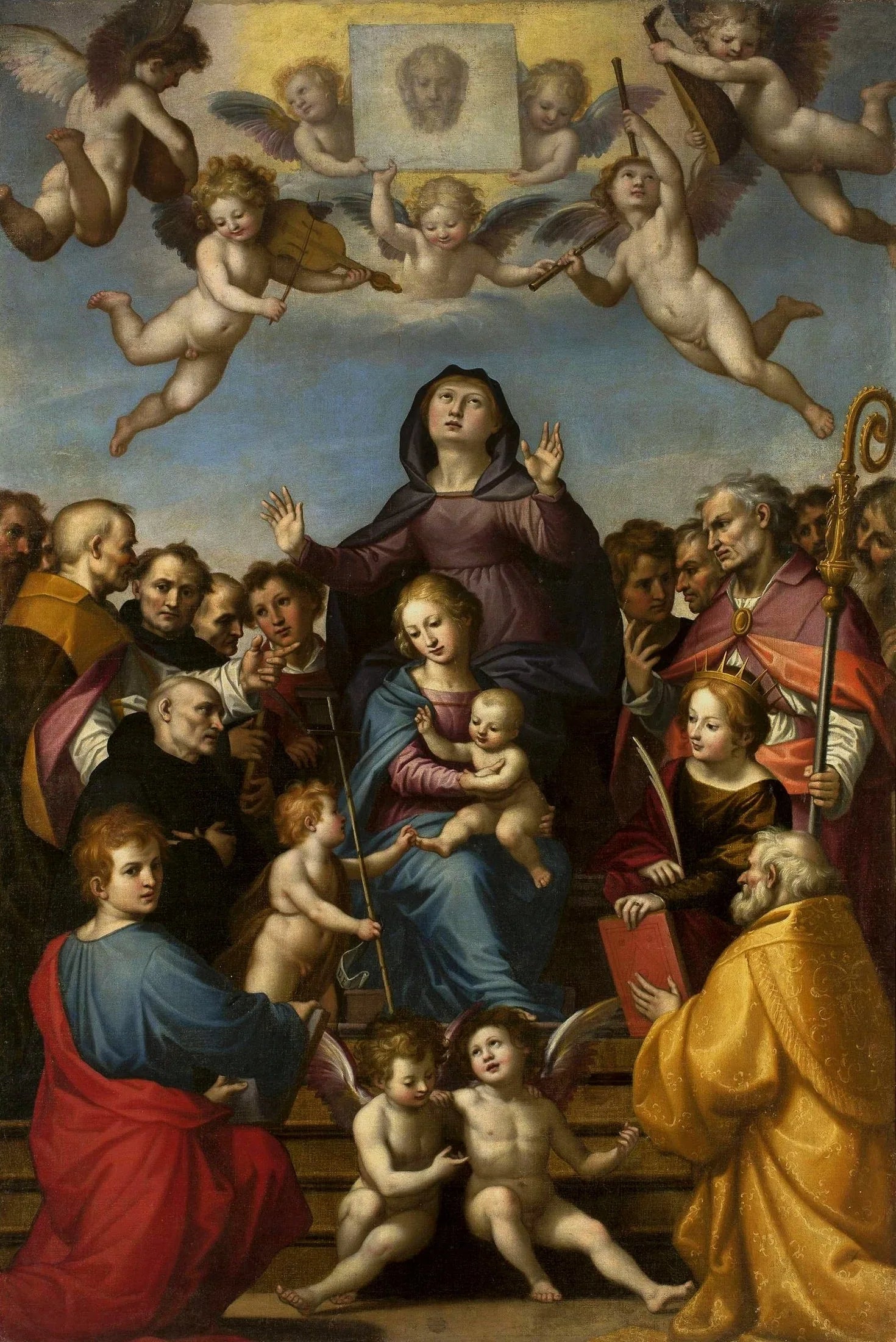 Vierge et l'Enfant avec sainte Anne et les saints patrons de Florence. - Fra Bartolomeo image 1 tableau peint à l’huile sur toile