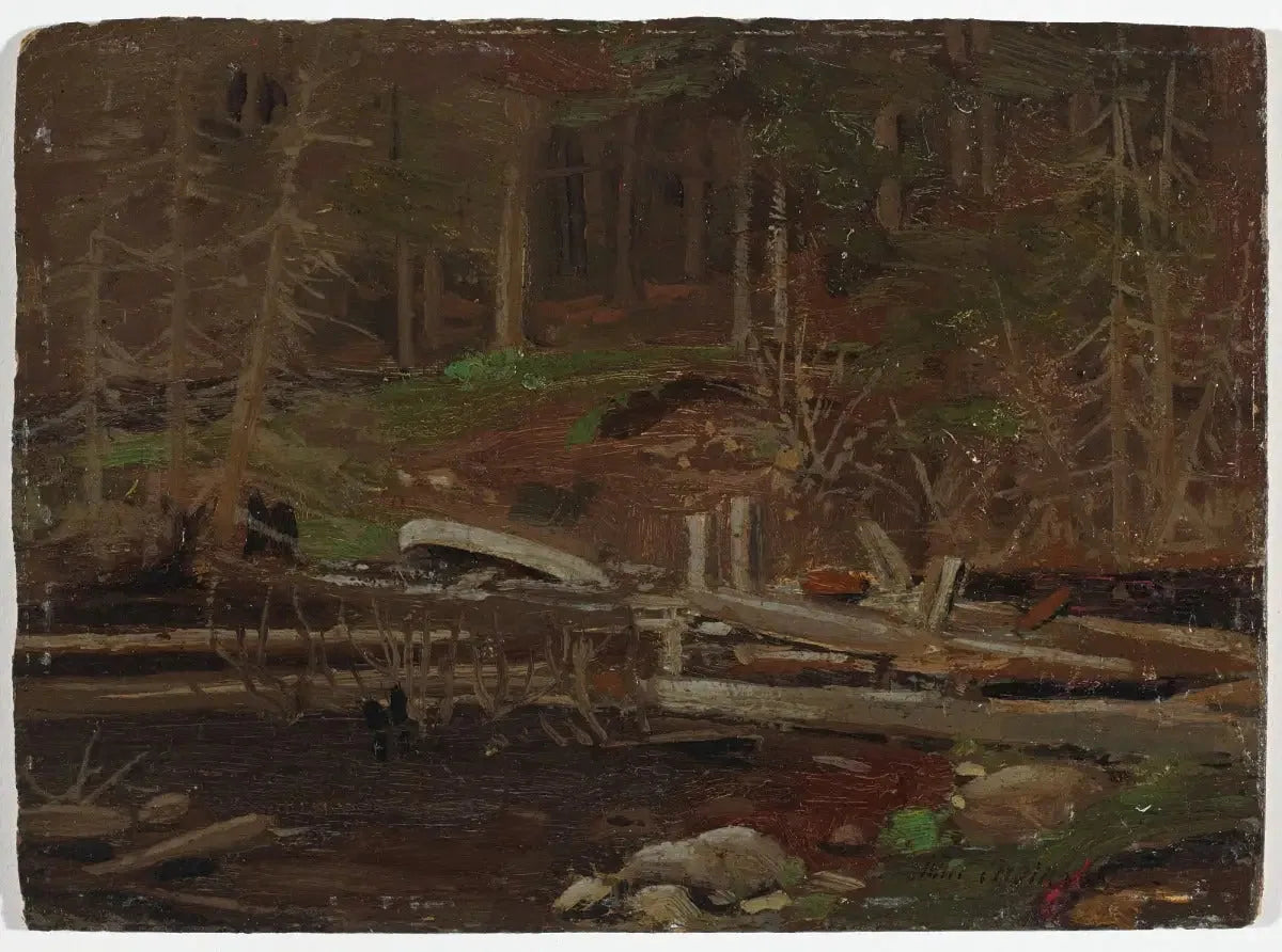 Vieux barrage de bois, parc Algonquin - Tom Thomson image 1 reproduction de peinture à l’huile