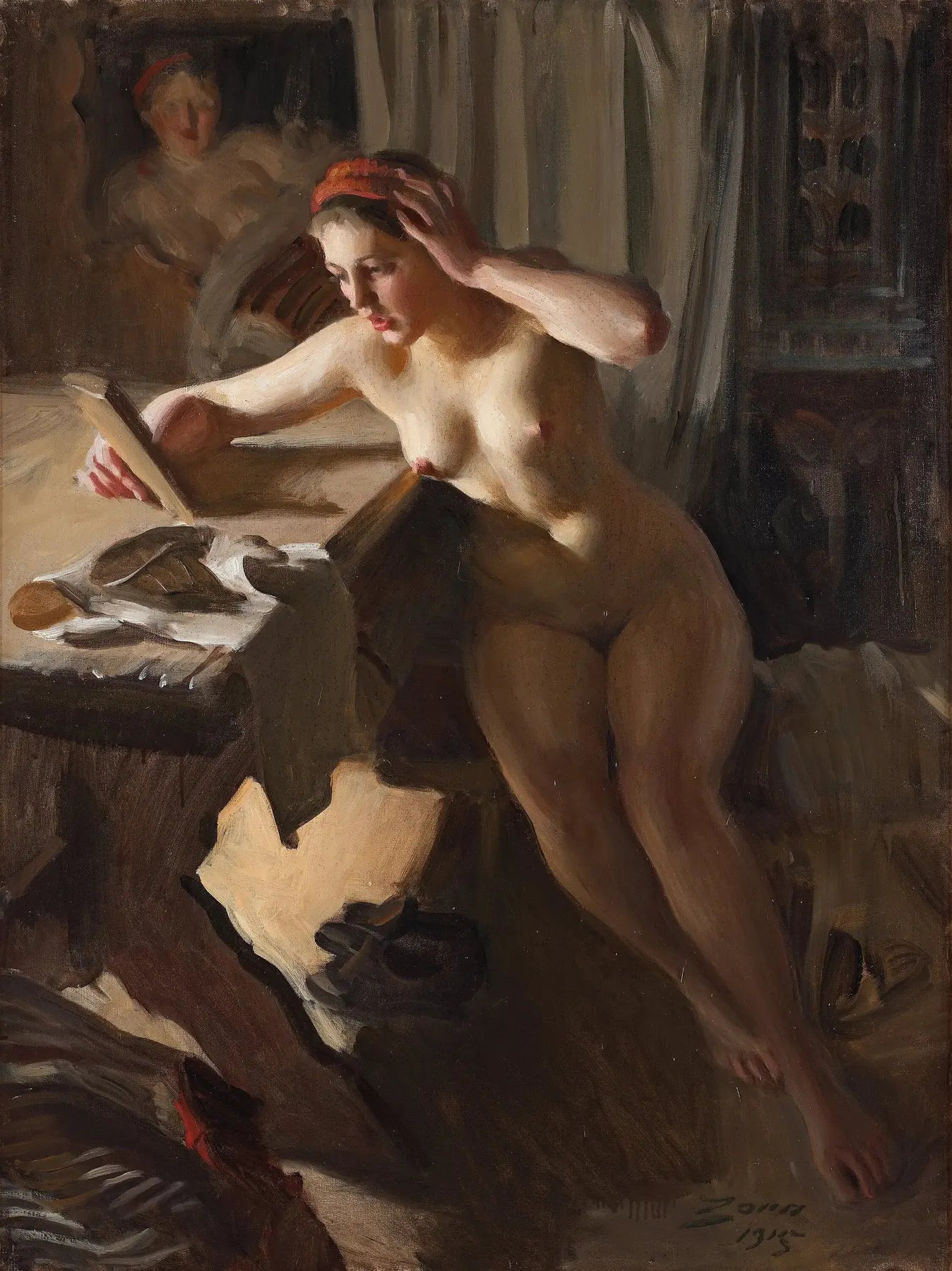 Vieux miroir - Anders Zorn image 1 tableau peint à l’huile sur toile