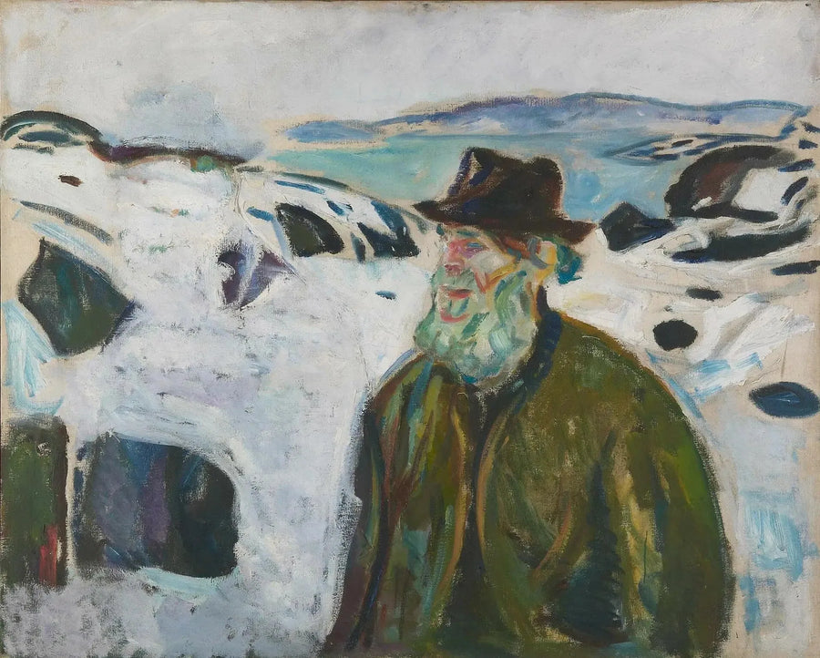 Vieux Pêcheur sur une côte couverte de neige - Edvard Munch