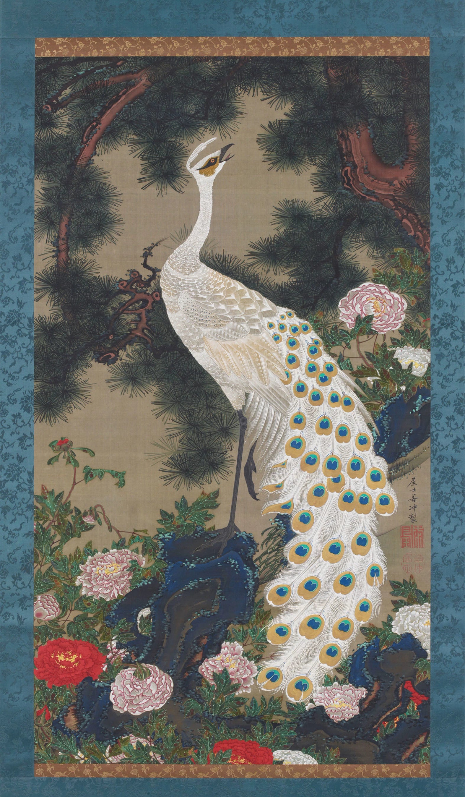 Vieux pin et paon, Itō Jakuchū, 1759-1761