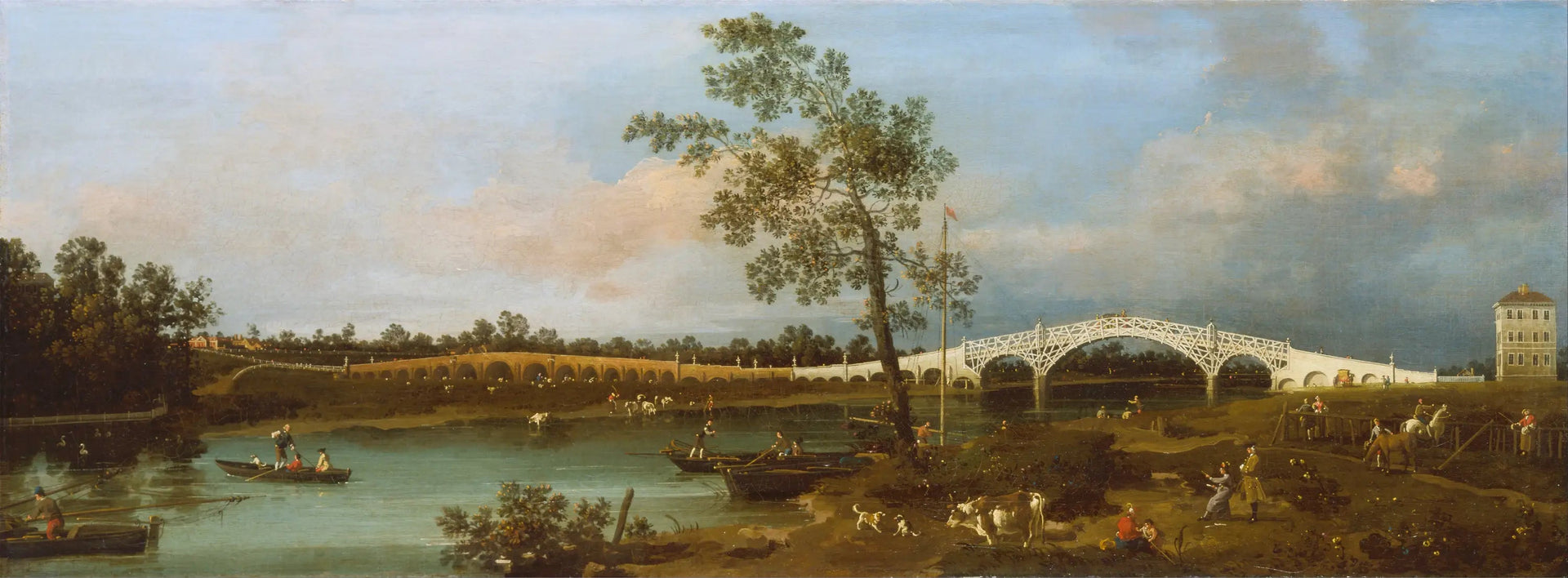 Vieux pont de Walton - Canaletto image 1 copie peinte à la main à l’huile