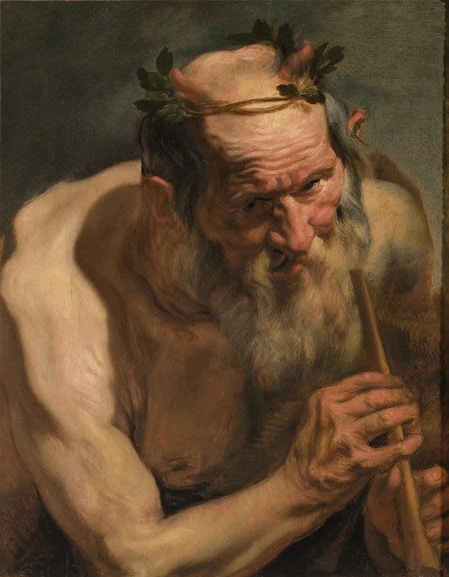 Vieux satyre tenant une flûte - Jacob Jordaens
