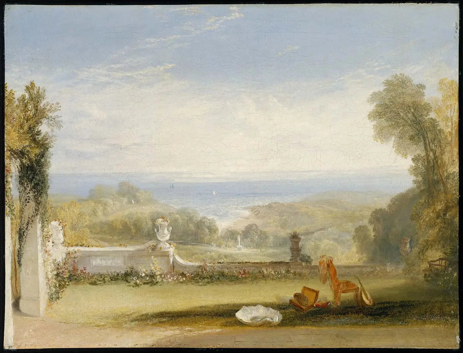 View from the Terrace of a Villa at Niton, Isle of Wight, from Sketches by a Lady - J. M. W. Turner image 1 reproduction de peinture à l’huile