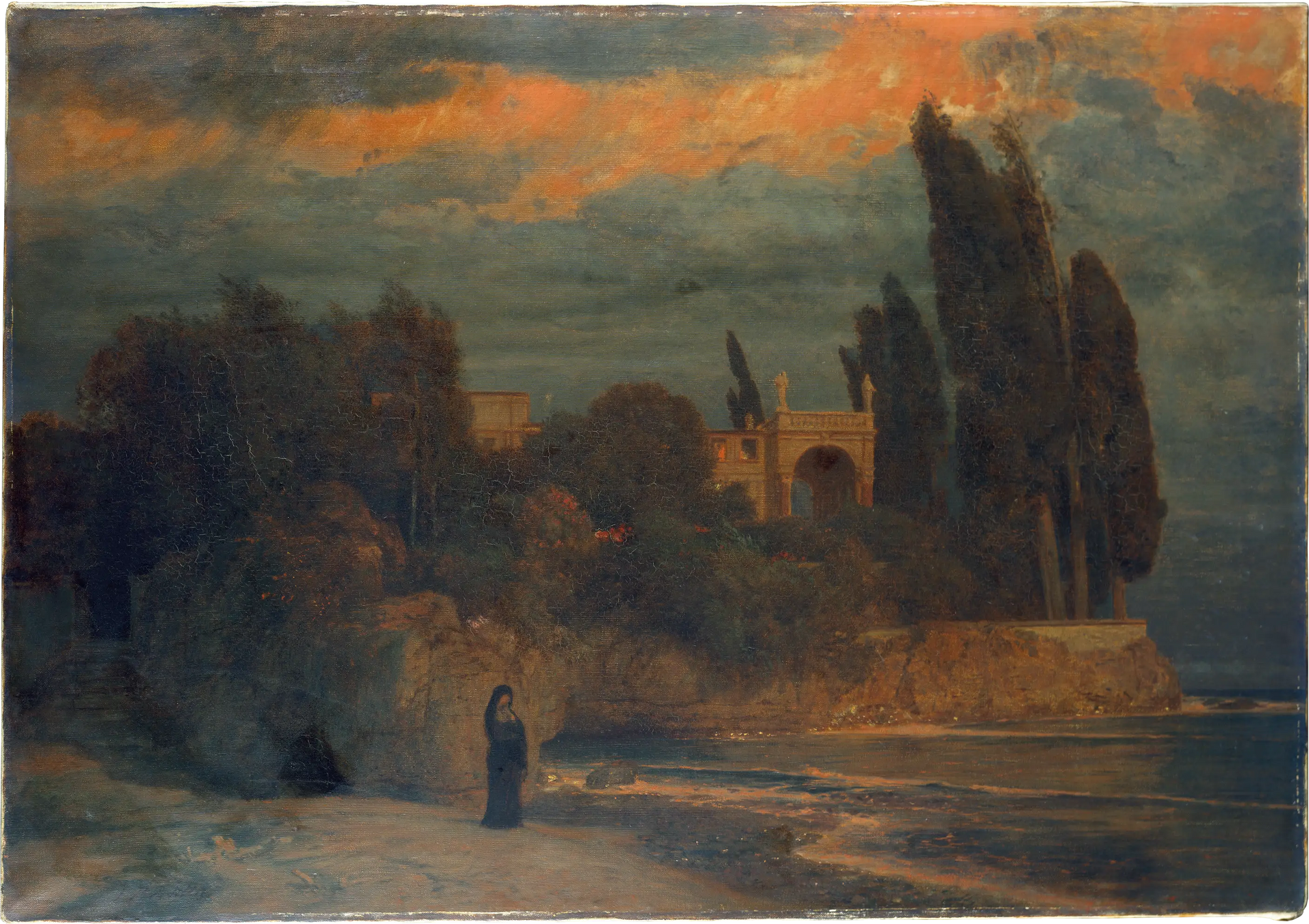 Villa au bord de la mer III - Arnold Böcklin image 1 copie de tableau peinte à la main
