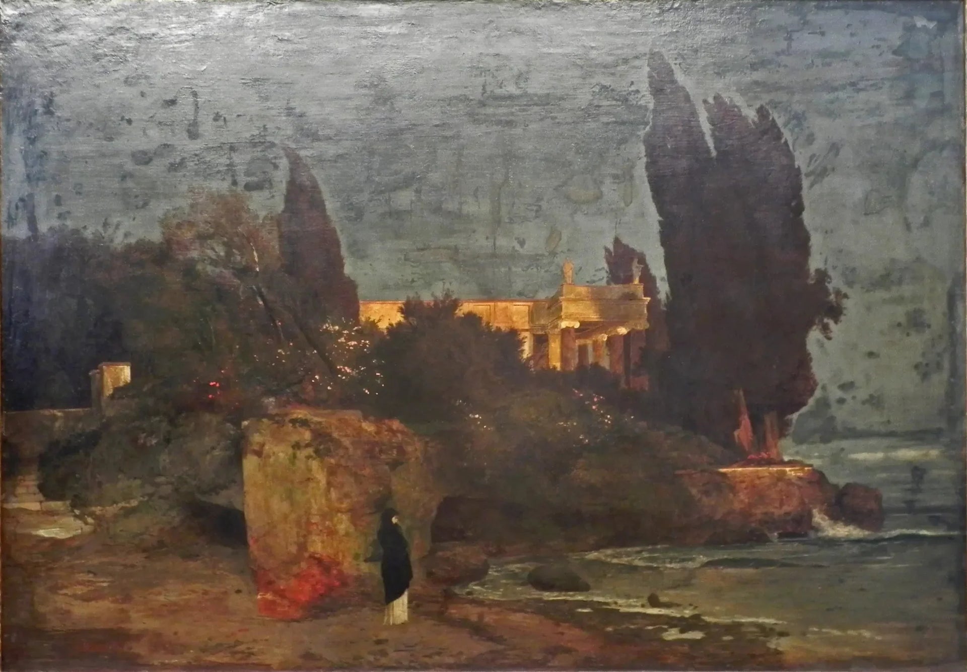 Villa au bord de la mer, version I - Arnold Böcklin image 1 copie de tableau peinte à la main