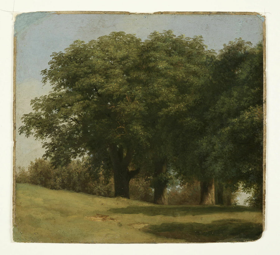 À la villa Borghèse : chemin bordé d'arbres - Pierre de Valenciennes