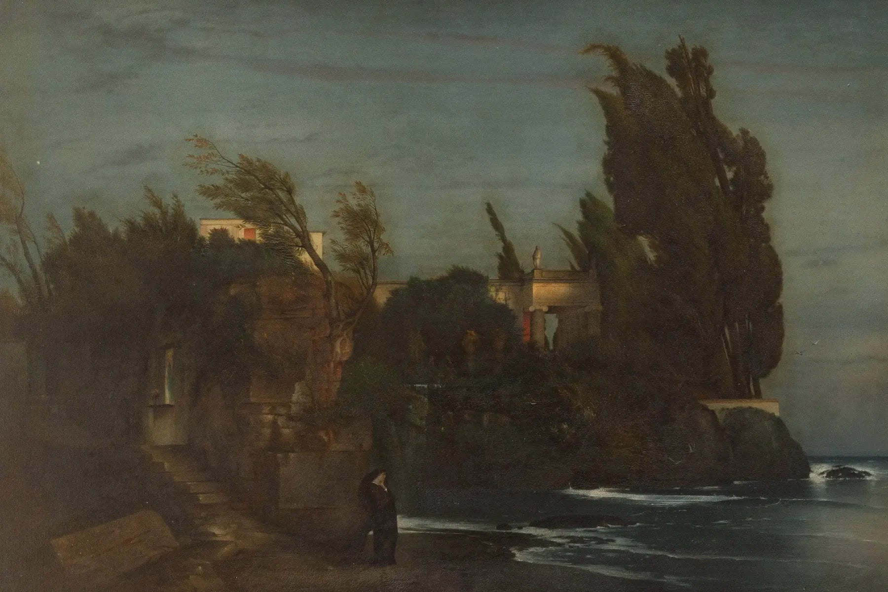Villa en bord de mer - Arnold Böcklin image 1 reproduction de peinture à l’huile
