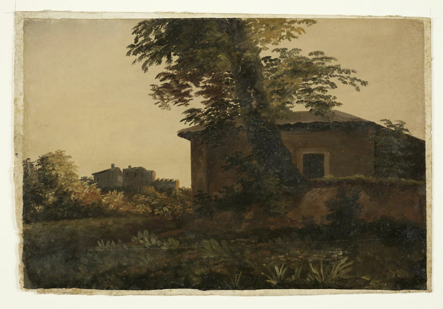 À la Villa Farnèse: arbre devant une maison rustique - Pierre de Valenciennes