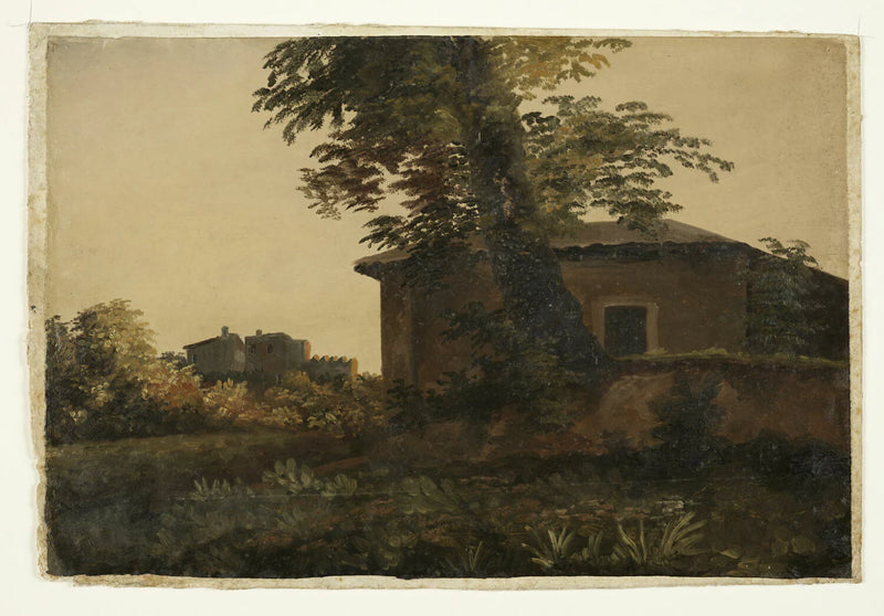 À la Villa Farnèse: arbre devant une maison rustique - Pierre de Valenciennes