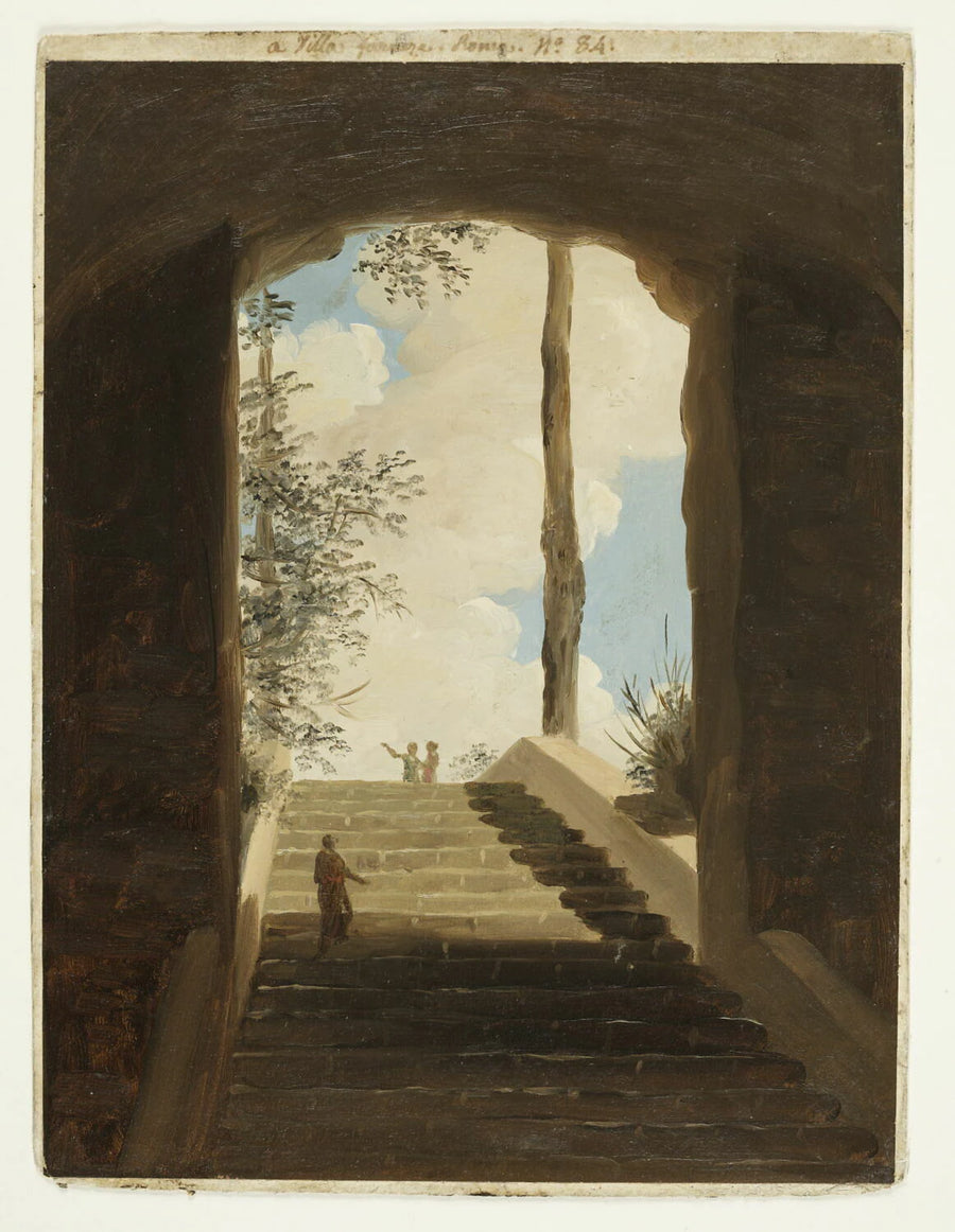 À la villa Farnèse : l'escalier ; dit aussi : villa Farnese, intérieur - Pierre de Valenciennes