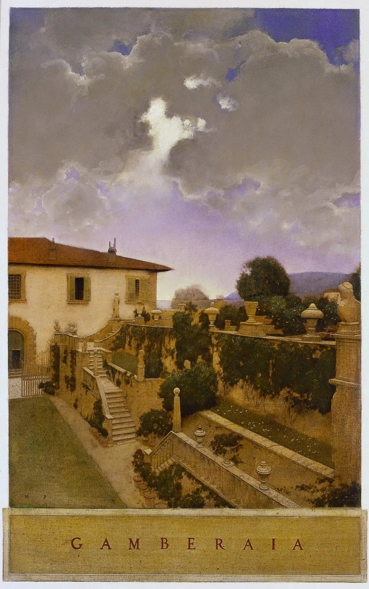 Villa Gamberaia, Settignano - Maxfield Parrish image 1 reproduction artisanale de tableau