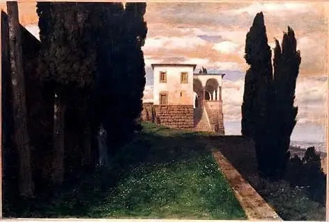 Villa italienne en automne - Arnold Böcklin image 1 reproduction de peinture à l’huile