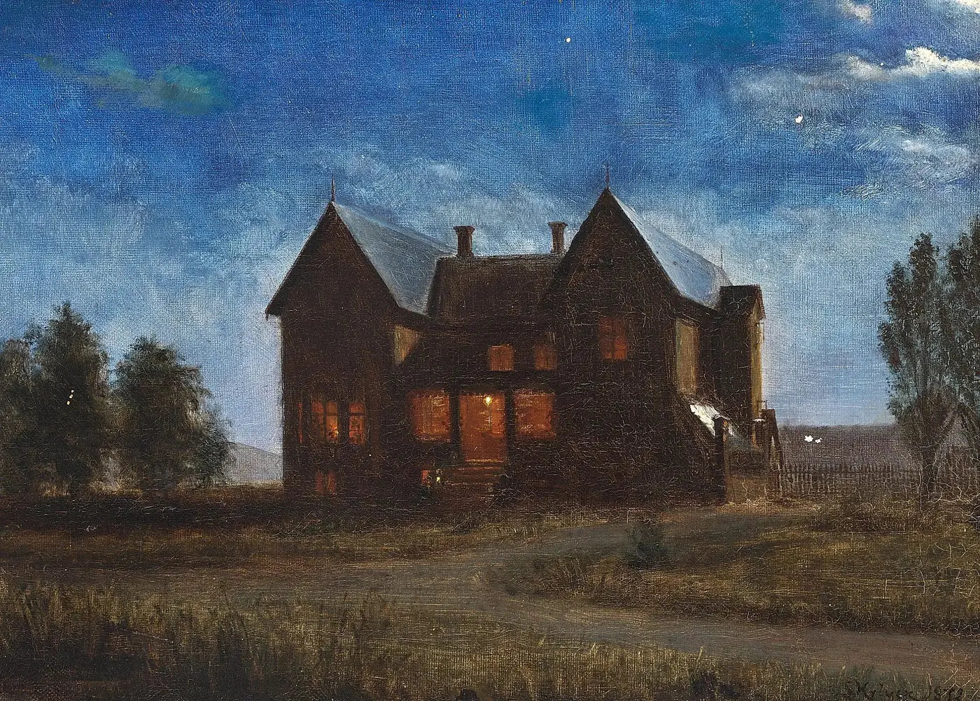 Villa par une nuit au clair de lune. - Peder Severin Krøyer image 1 copie de tableau peinte à la main