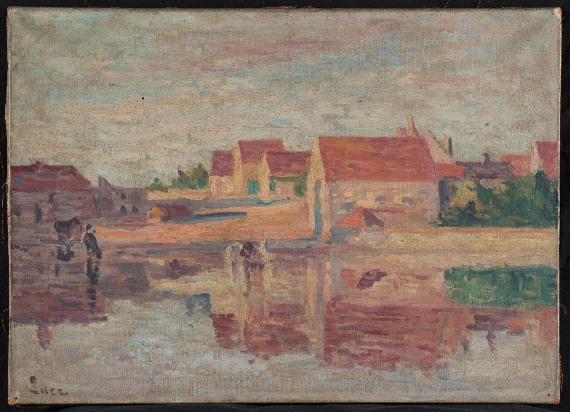 Village au bord d'une rivière - Maximilien Luce image 1 reproduction de peinture à l’huile