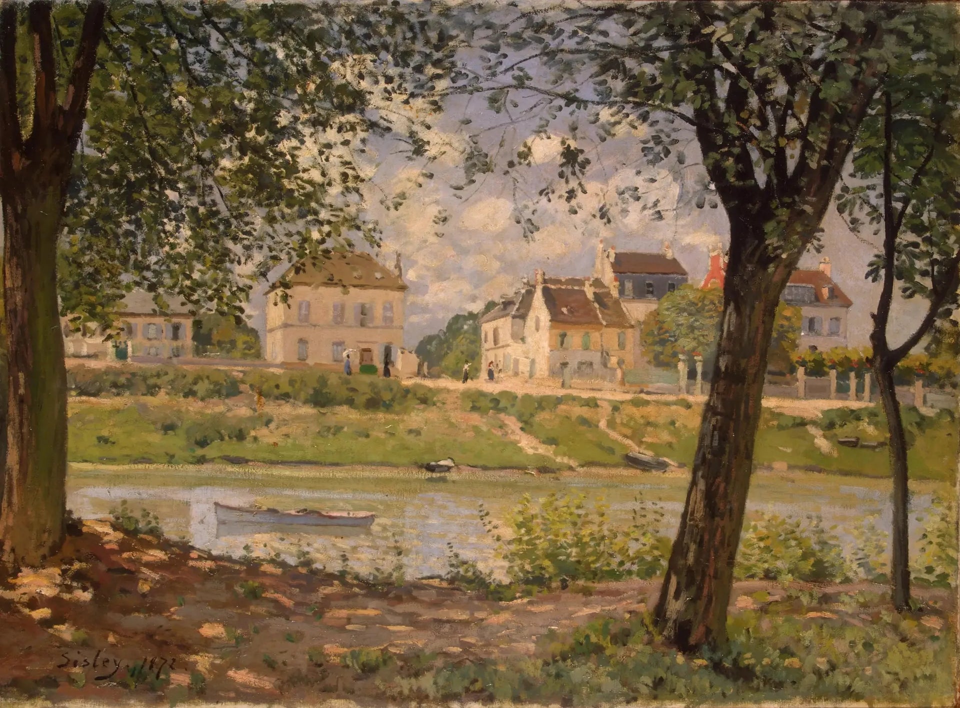 Village au bord de la Seine - Alfred Sisley image 1 reproduction artisanale de tableau