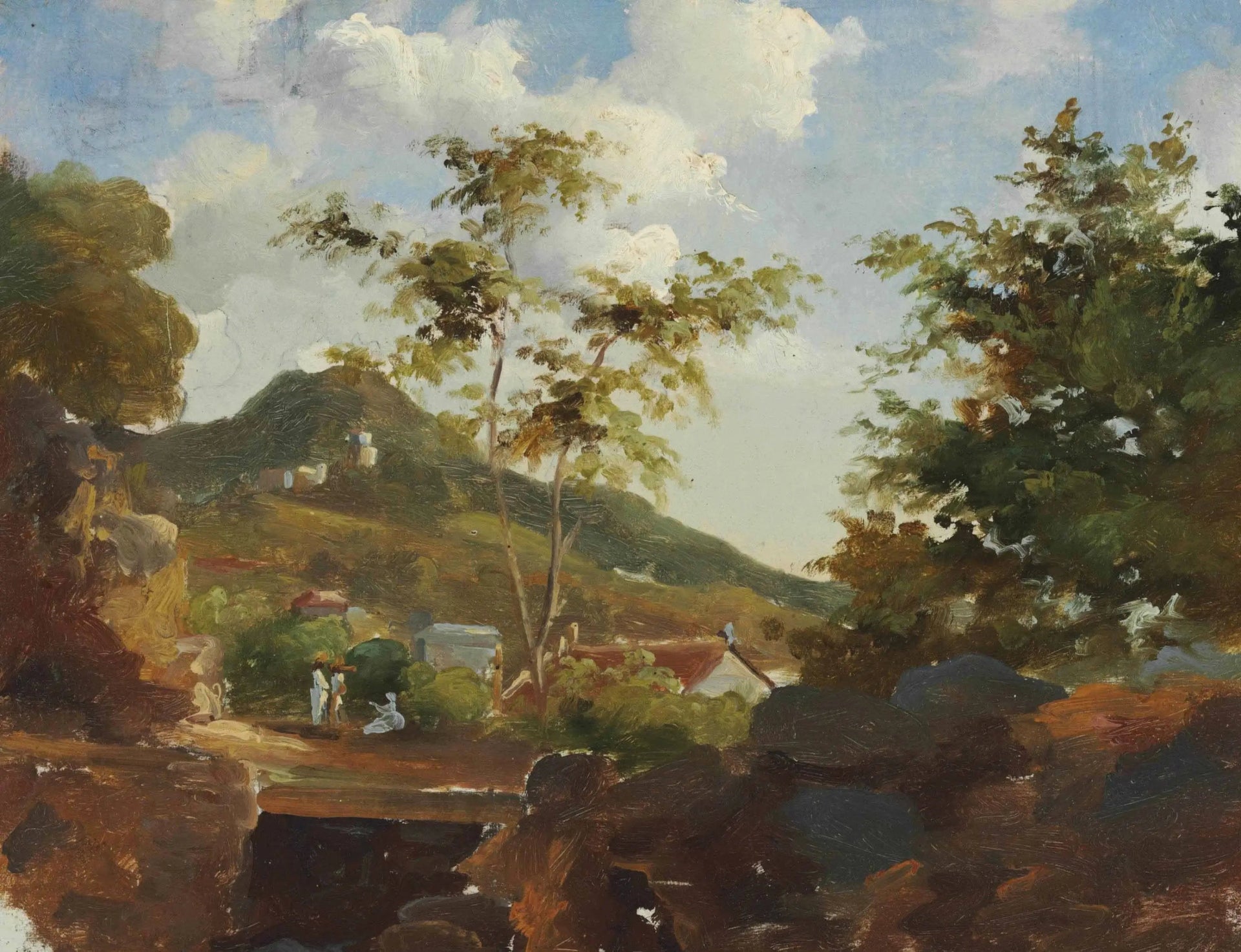 Village au pied d'une colline - Camille Pissarro image 1 tableau peint à l’huile sur toile