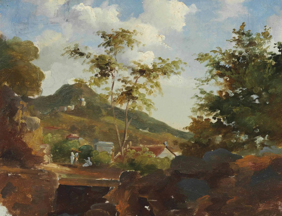 Village au pied d'une colline - Camille Pissarro