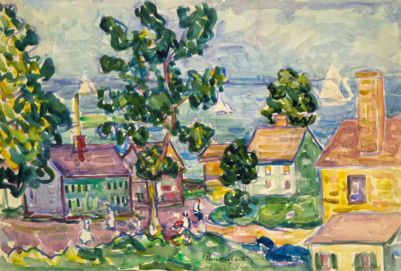 Village côtier de la Nouvelle-Angleterre - Maurice Prendergast image 1 reproduction réalisée par Alpha Reproduction