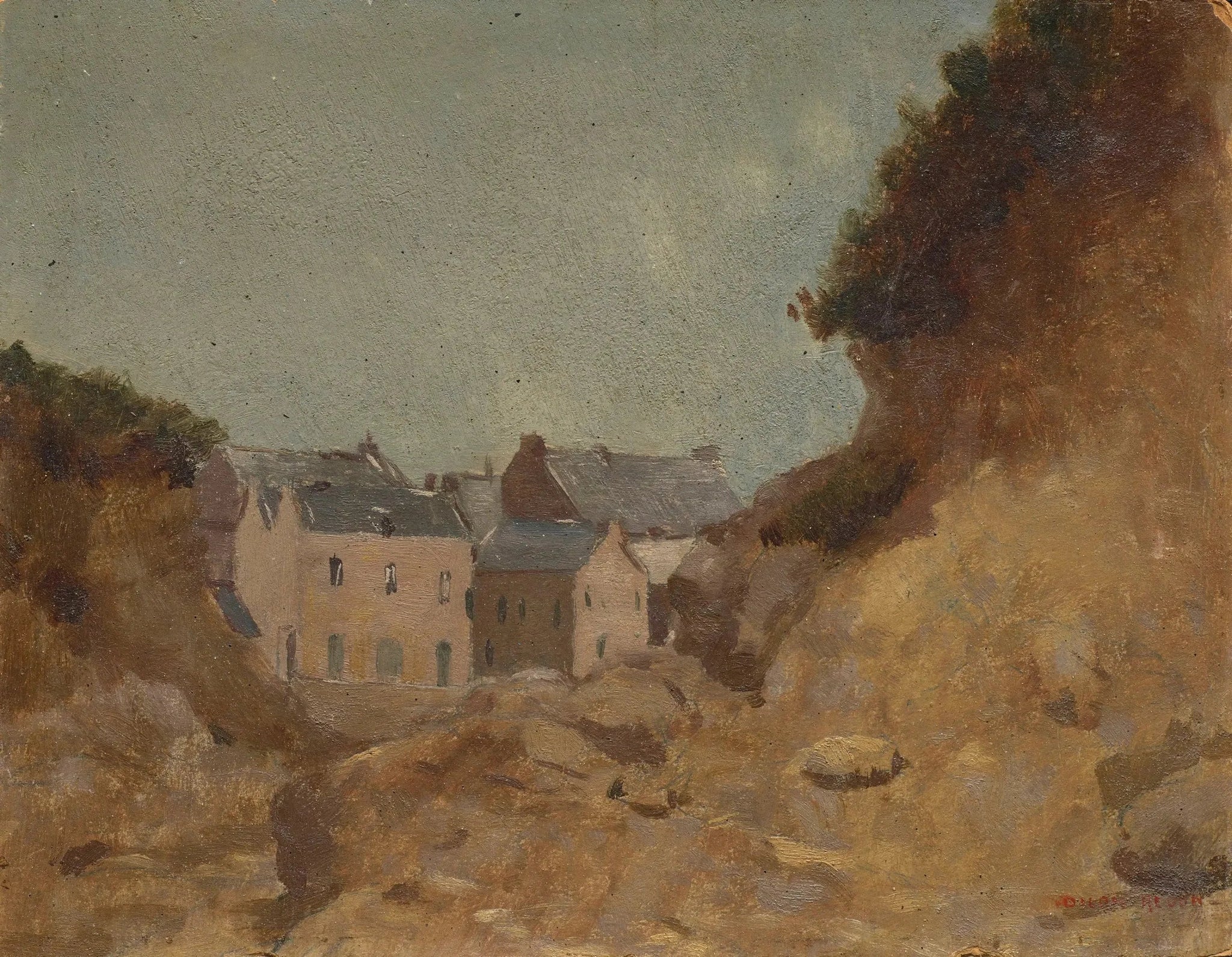 Village dans les Basses-Pyrénées - Odilon Redon image 1 reproduction de peinture à l’huile