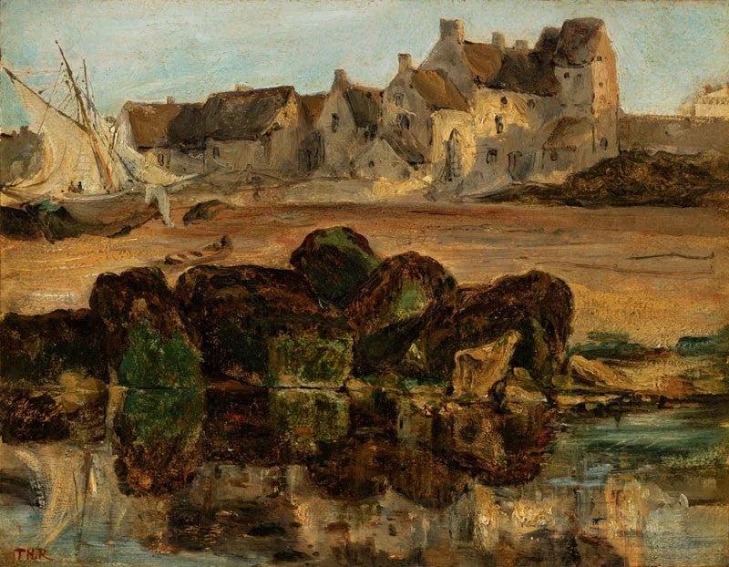 village de pêcheurs - Théodore Rousseau image 1 reproduction de peinture à l’huile