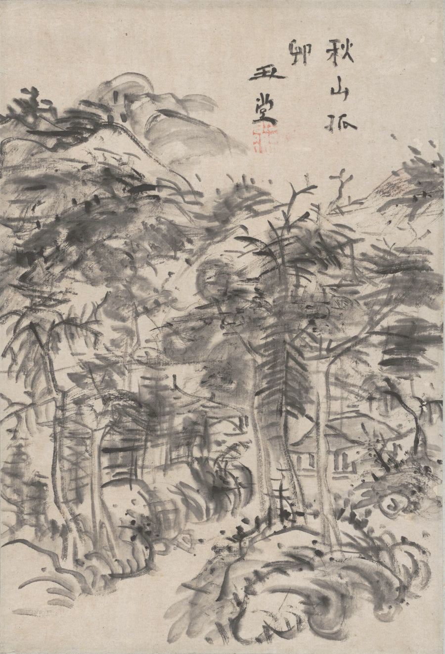 Village isolé dans les montagnes d’automne - Uragami Gyokudō