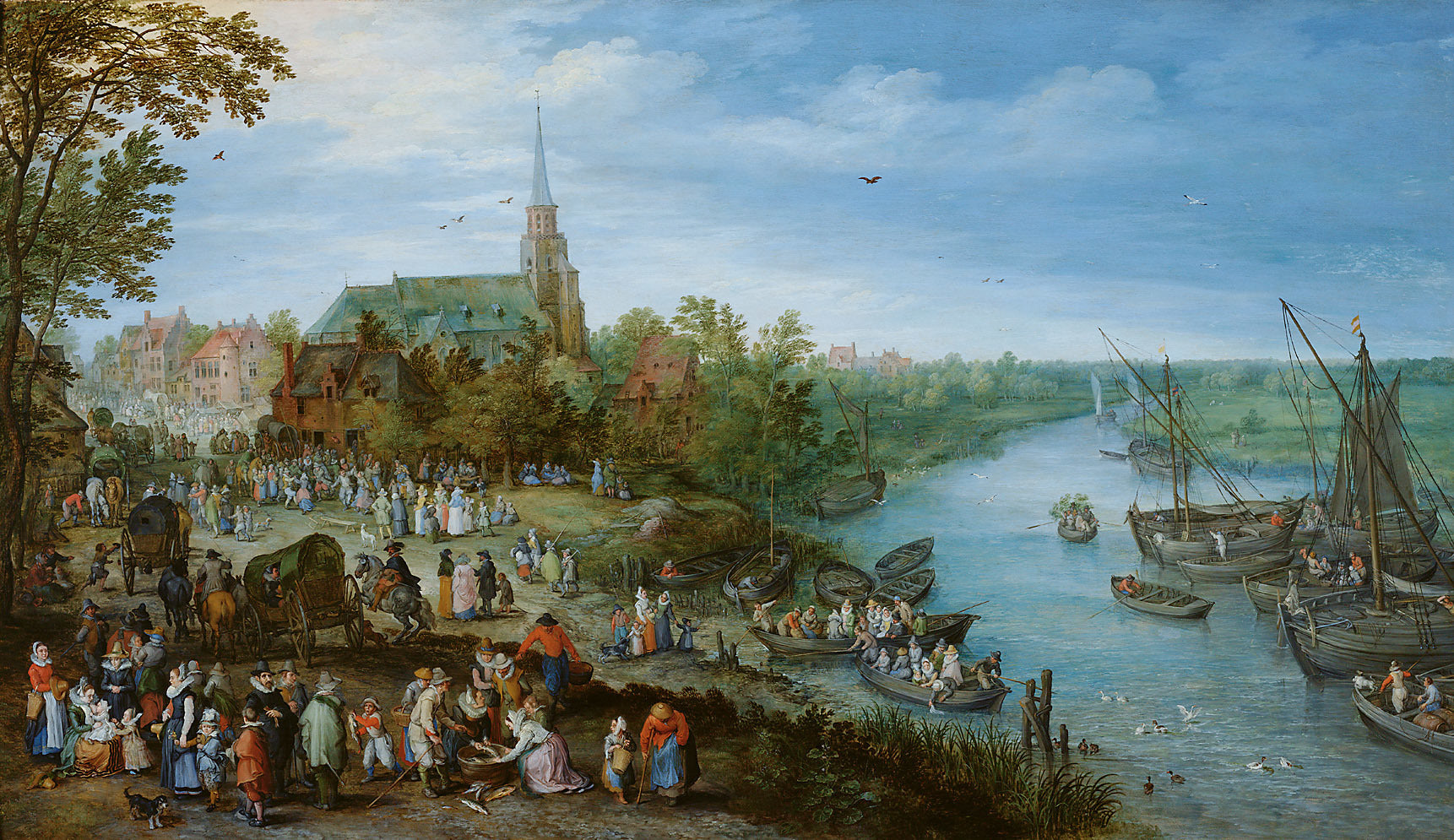 Village Kermis à Schelle avec autoportrait - Jan Brueghel l'Ancien image 1 tableau peint à l’huile sur toile