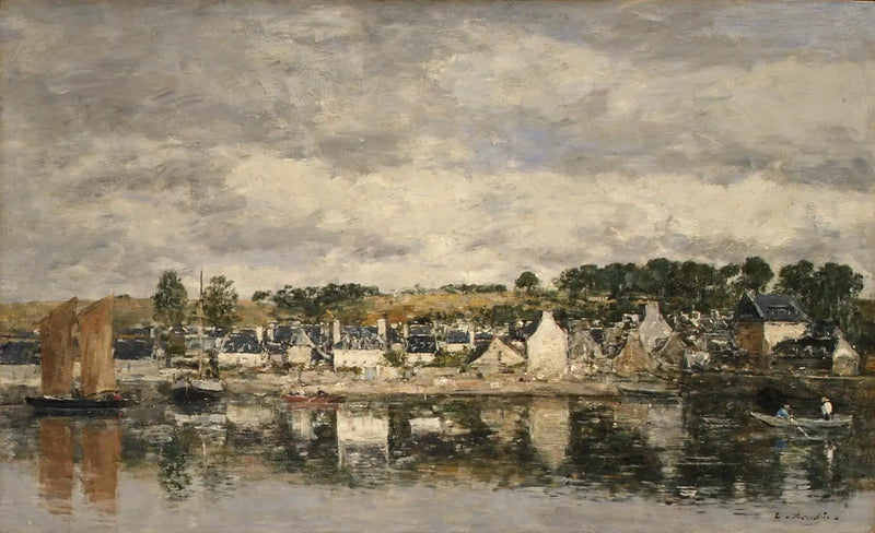 Village par une rivière - Eugène Boudin