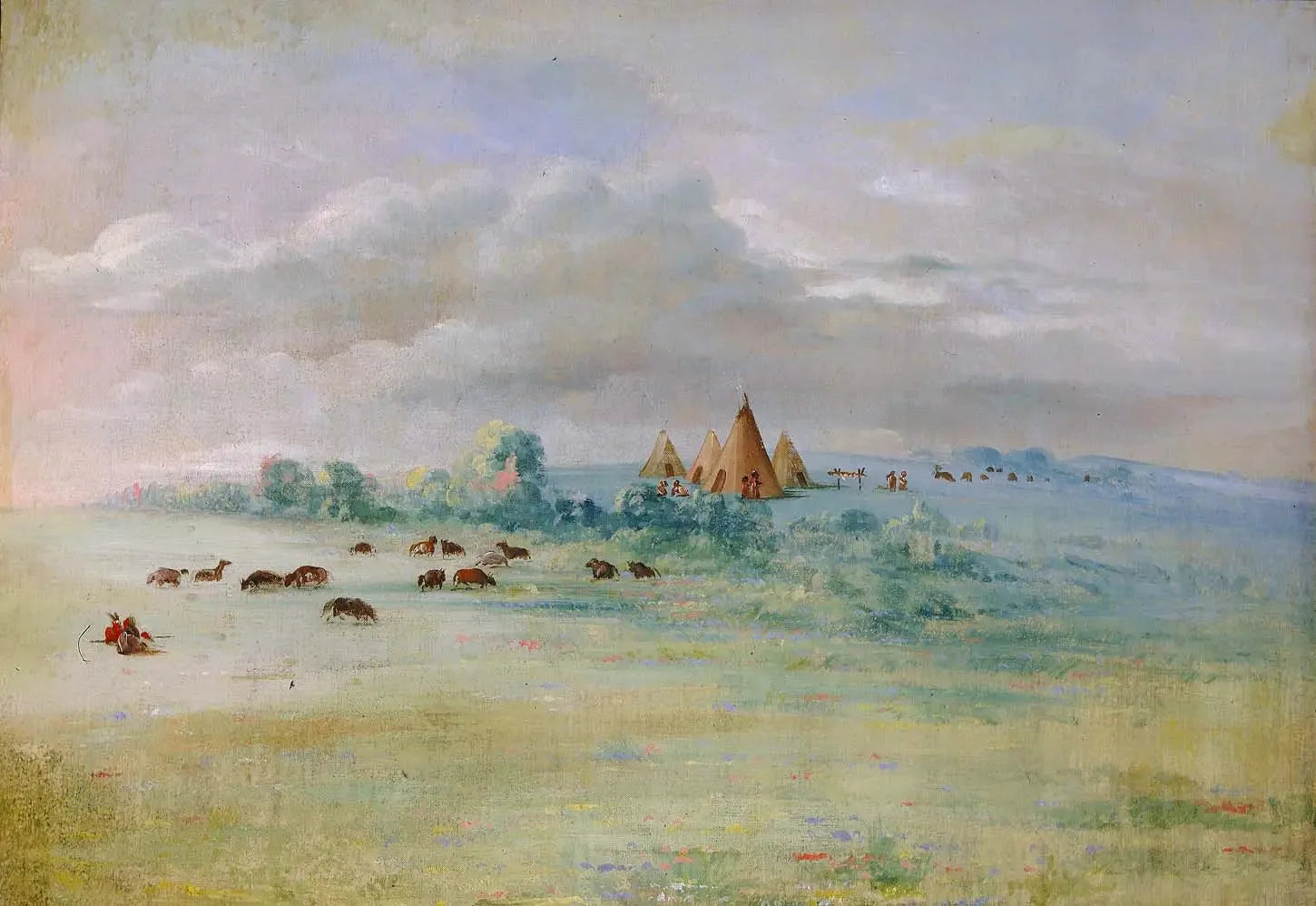 Village Sioux, lac Calhoun, près de Fort Snelling - George Catlin image 1 reproduction réalisée par Alpha Reproduction