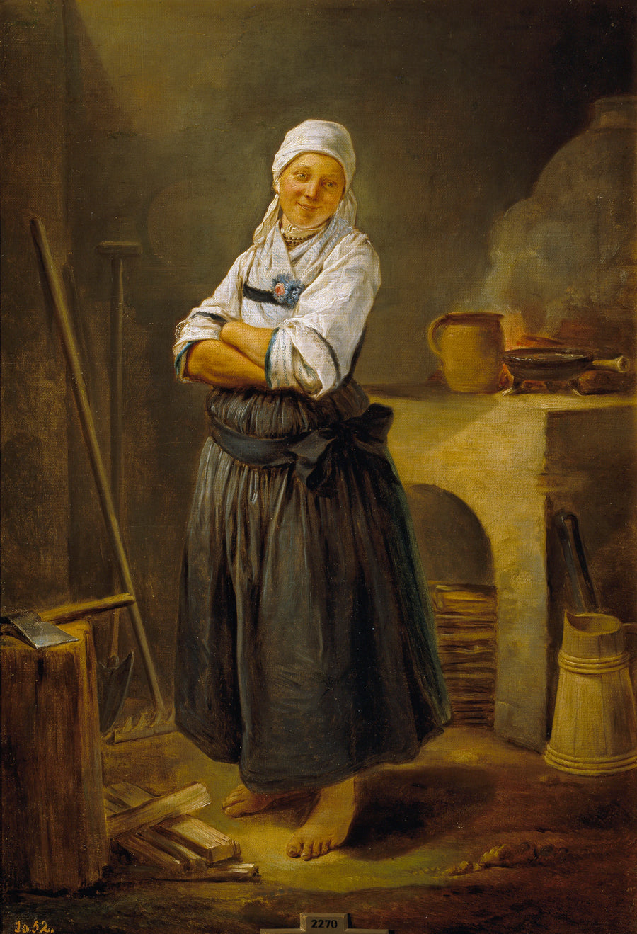 Villageoise saxonne dans une cuisine - Charles-François Hutin