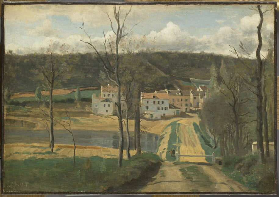 Ville-d'Avray. L'étang, la maison Cabassud et l'extrémité de la propriété Corot. - Jean-Baptiste Camille Corot