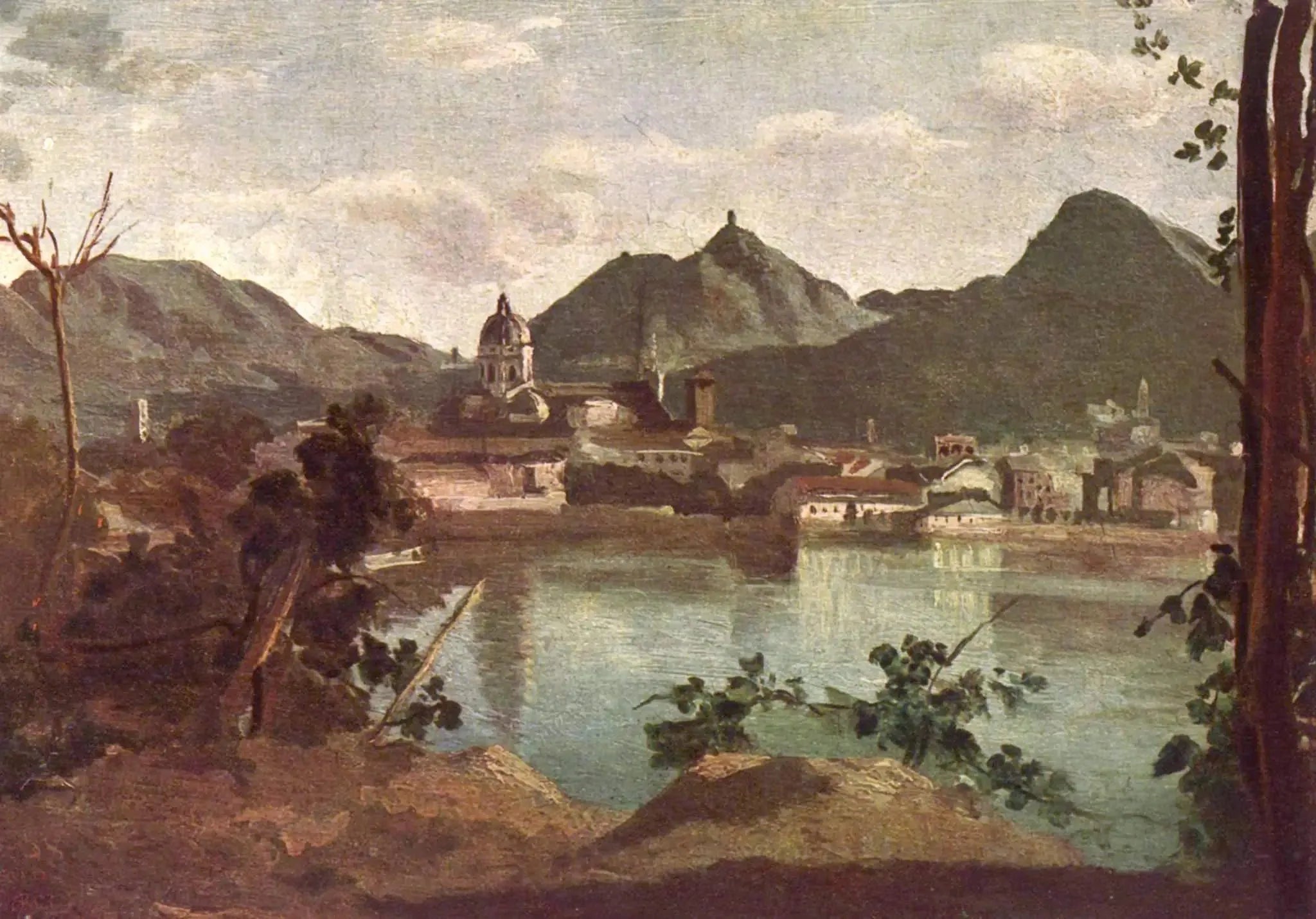 Ville et lac de Côme - Jean-Baptiste Camille Corot image 1 copie de tableau peinte à la main