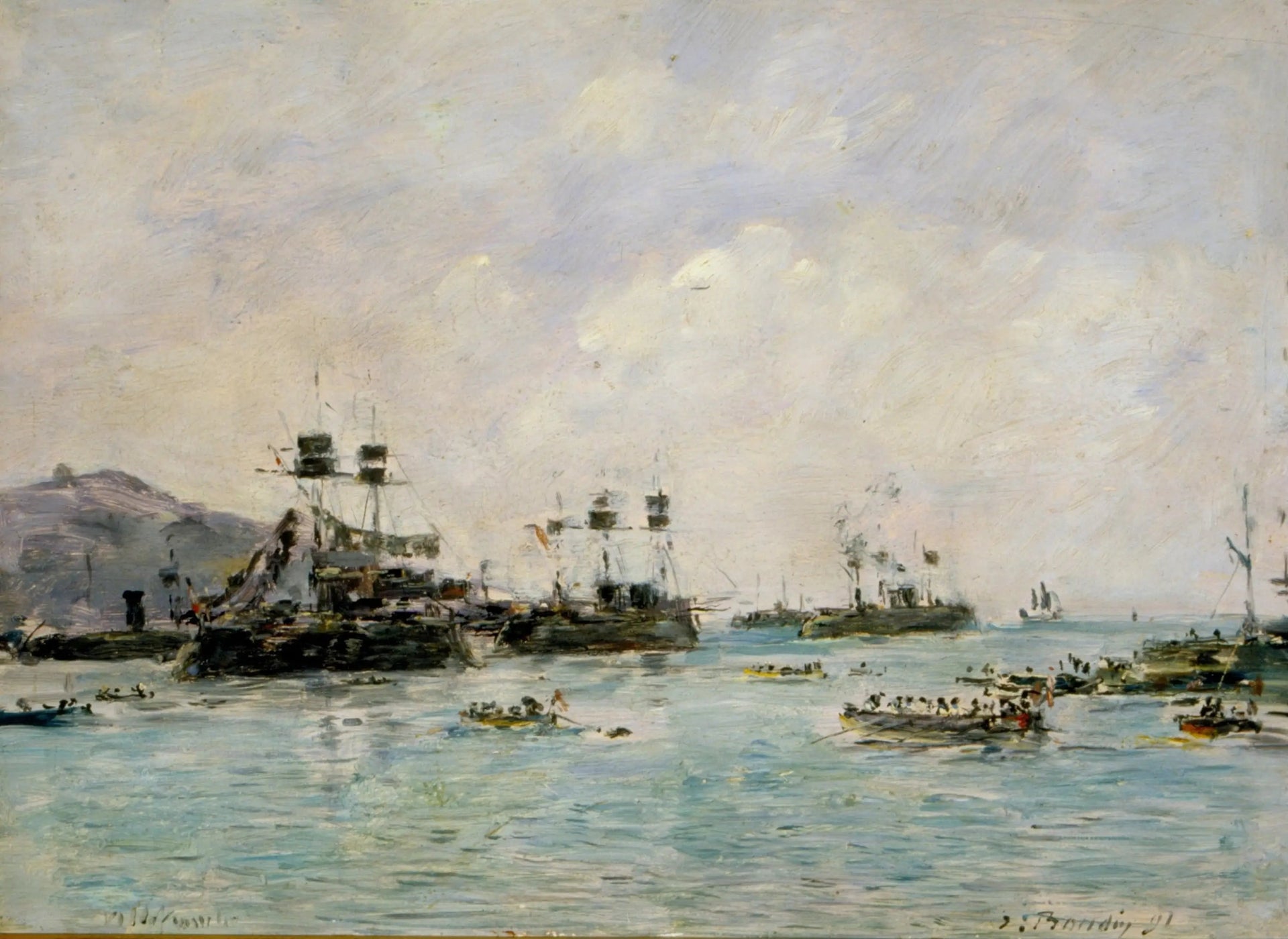 Villefranche - navires de guerre - Eugène Boudin image 1 reproduction de peinture à l’huile