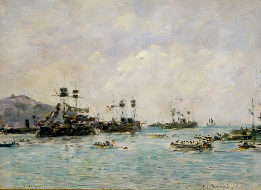 Villefranche - navires de guerre - Eugène Boudin