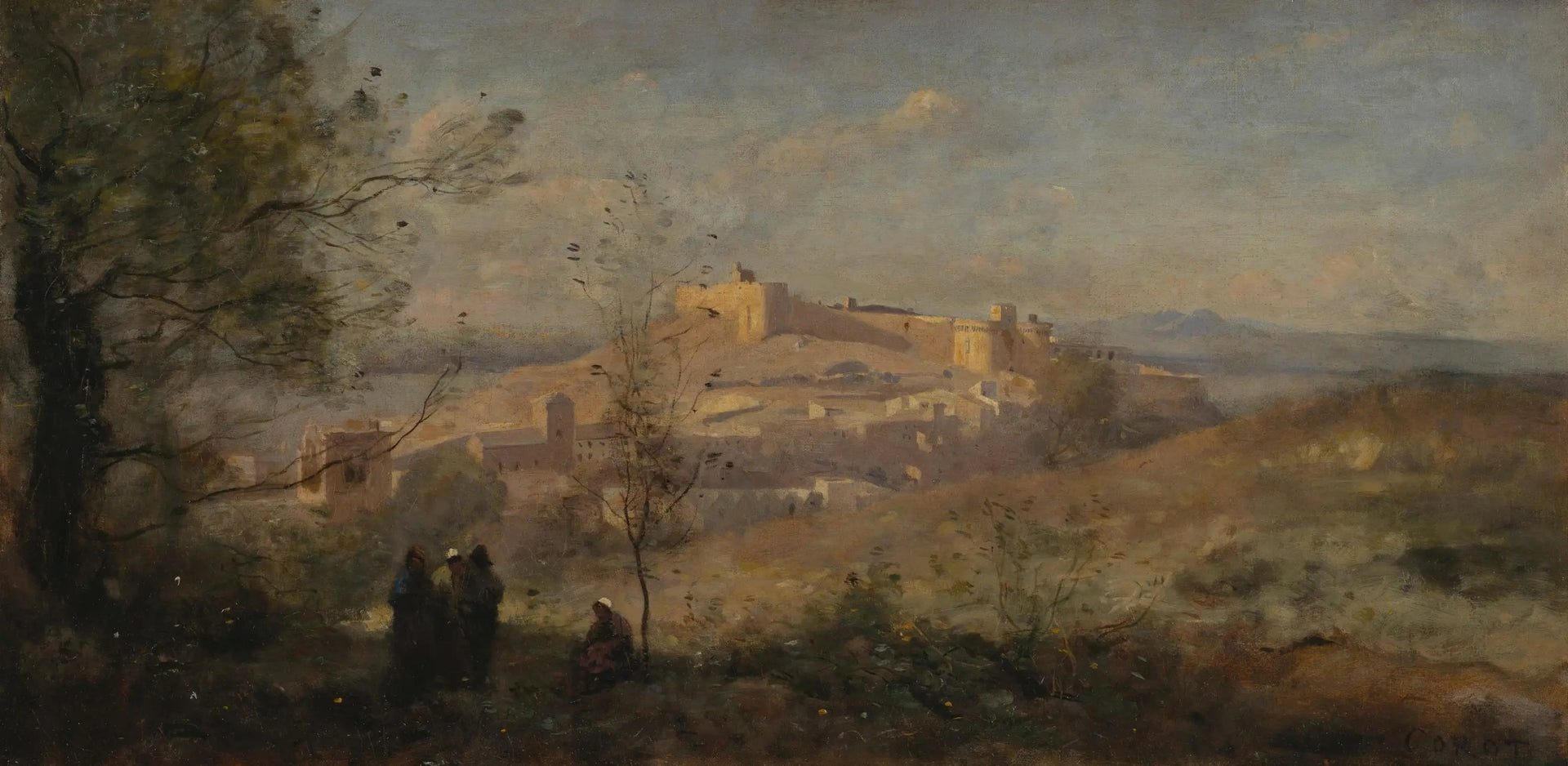 Villeneuve-lès-Avignon, fort Saint André - Jean-Baptiste Camille Corot image 1 reproduction de peinture à l’huile