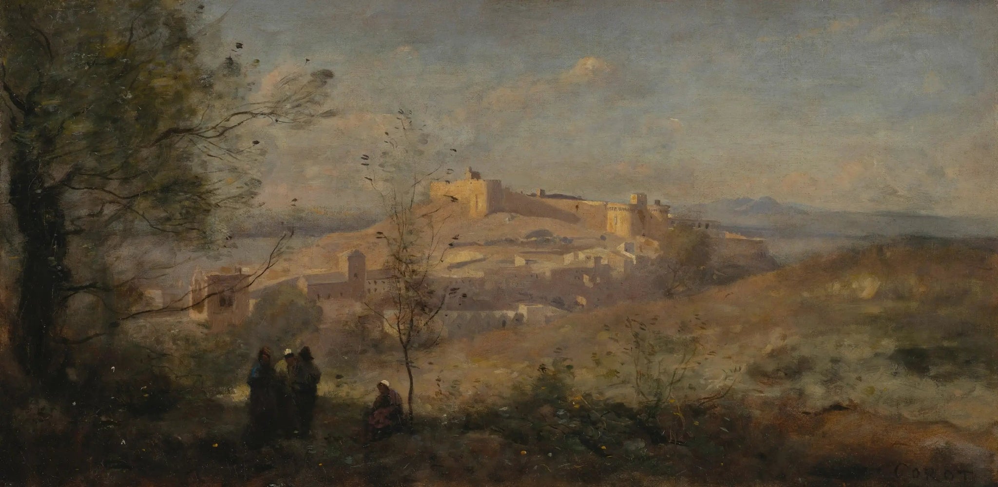 Villeneuve-lès-Avignon, fort Saint André - Jean-Baptiste Camille Corot image 1 reproduction de peinture à l’huile