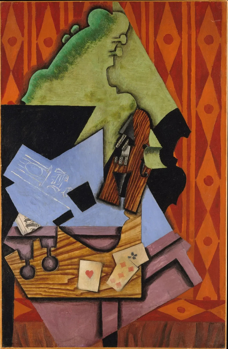 Violon et Cartes à jouer sur une table - Juan Gris