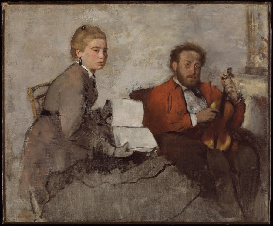 Violoniste et jeune femme tenant un cahier de musique) - Edgar Degas