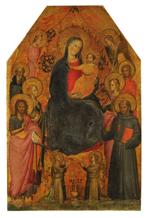 Virgen y Niño rodeados de santos y ángeles - Niccolo di Tommaso image 1 reproduction de peinture à l’huile